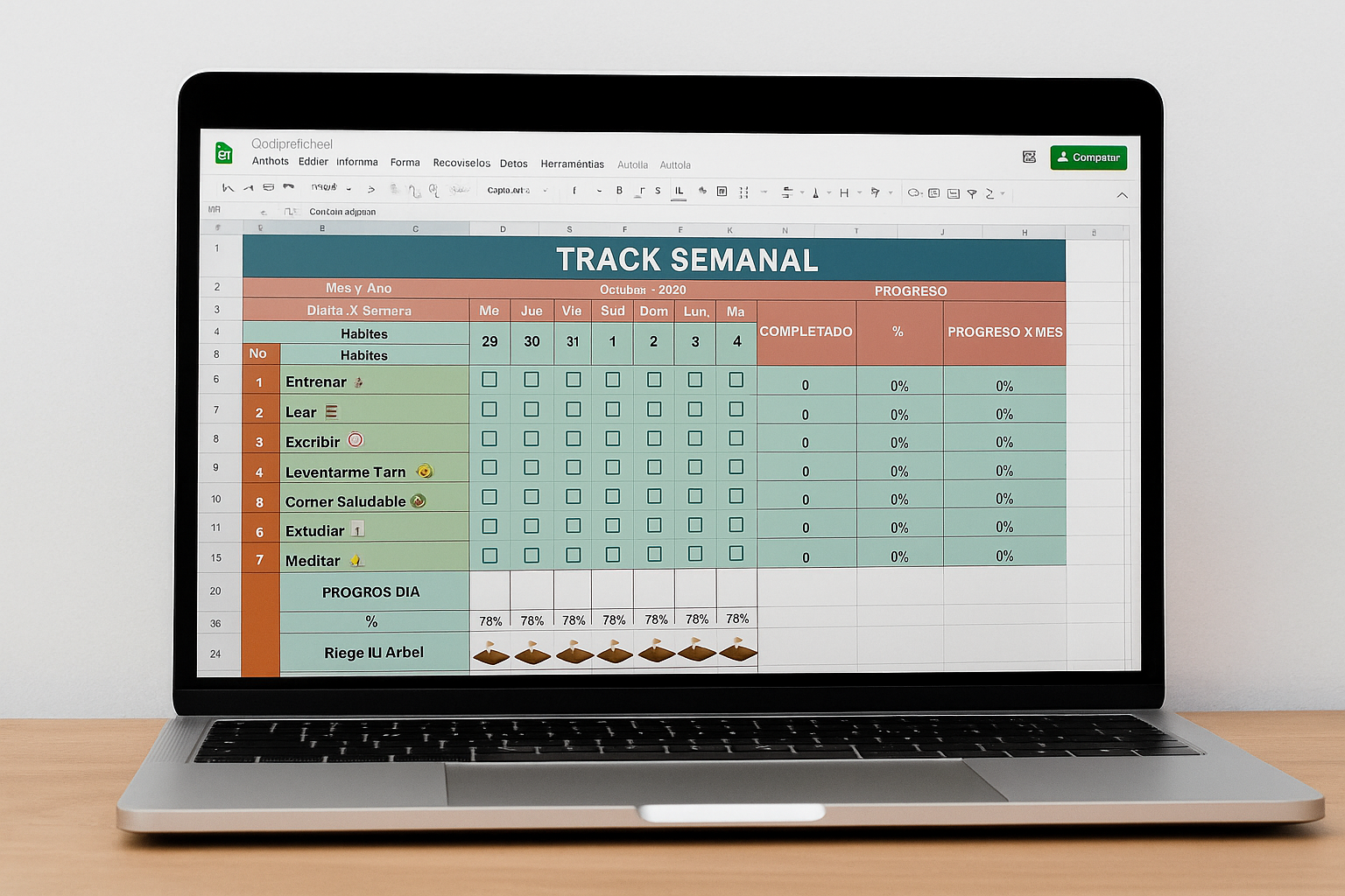 Plantilla Seguimiento de Habitos + 5 Bonos